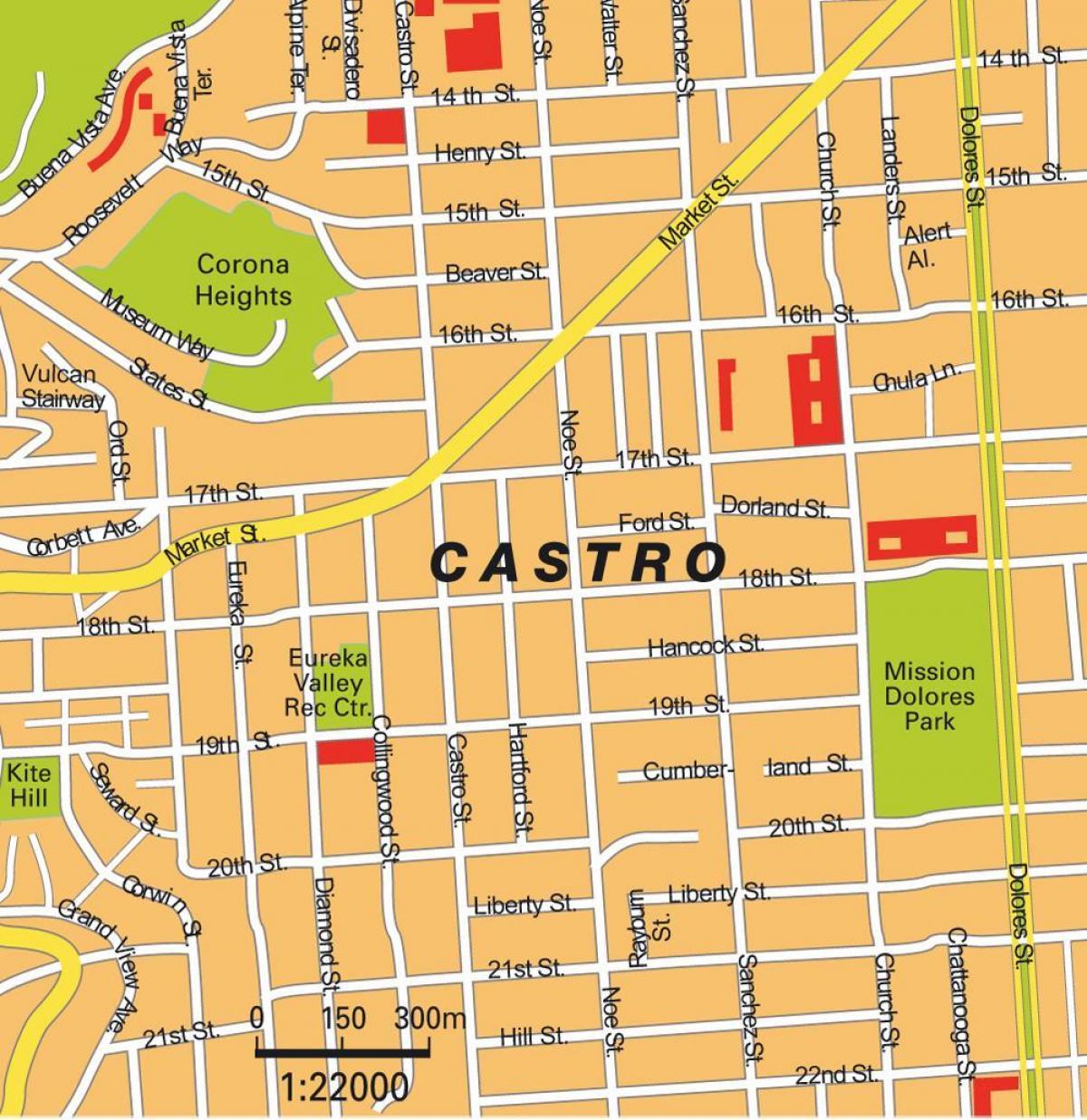žemėlapis castro rajono San Franciske