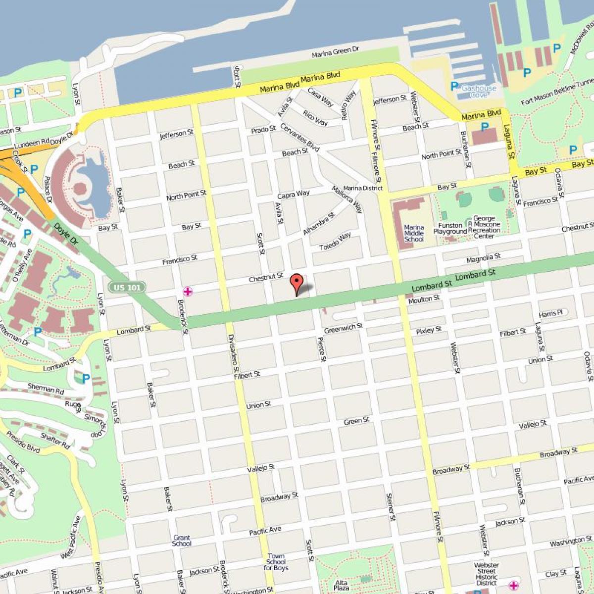 Žemėlapis lombard street, San Franciskas