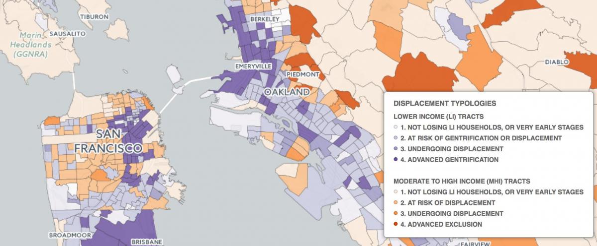 Žemėlapis San Francisko gentrification