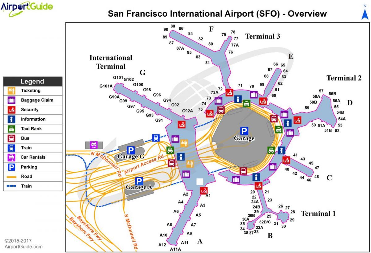 San Fran oro uosto žemėlapis