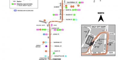 San Francisko autobusų 28 maršruto žemėlapį