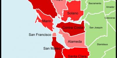 San Francisko bay area apskrities žemėlapio