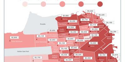 Bay area nuomos kainų žemėlapis