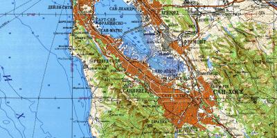 San Francisko bay area topografinis žemėlapis
