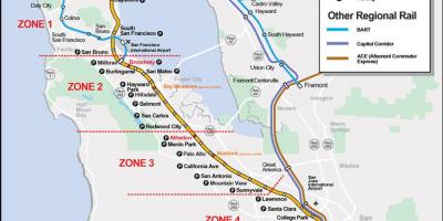 Caltrain maršruto žemėlapį