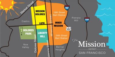 Žemėlapis misijos rajone San Francisco