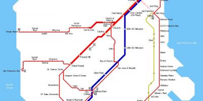 SF muni traukinių žemėlapis
