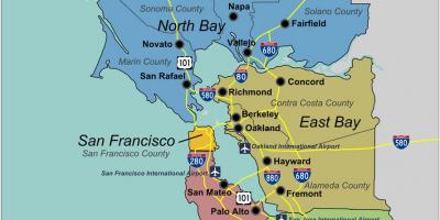 Žemėlapis pietų San Francisko bay area