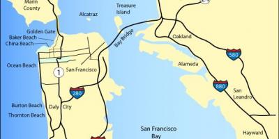 Žemėlapis San Francisko paplūdimiai
