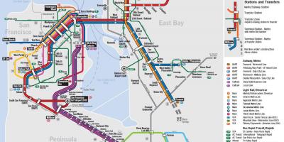 Žemėlapis viešojo transporto San Francisco