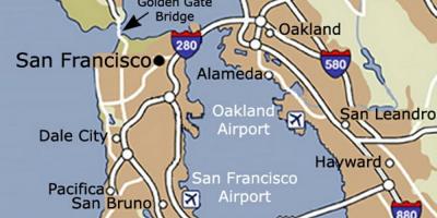 Žemėlapis San Francisko oro uosto ir apylinkes