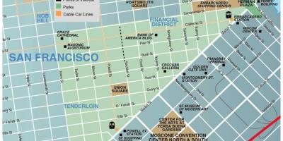 Žemėlapis union square rajone San Francisco