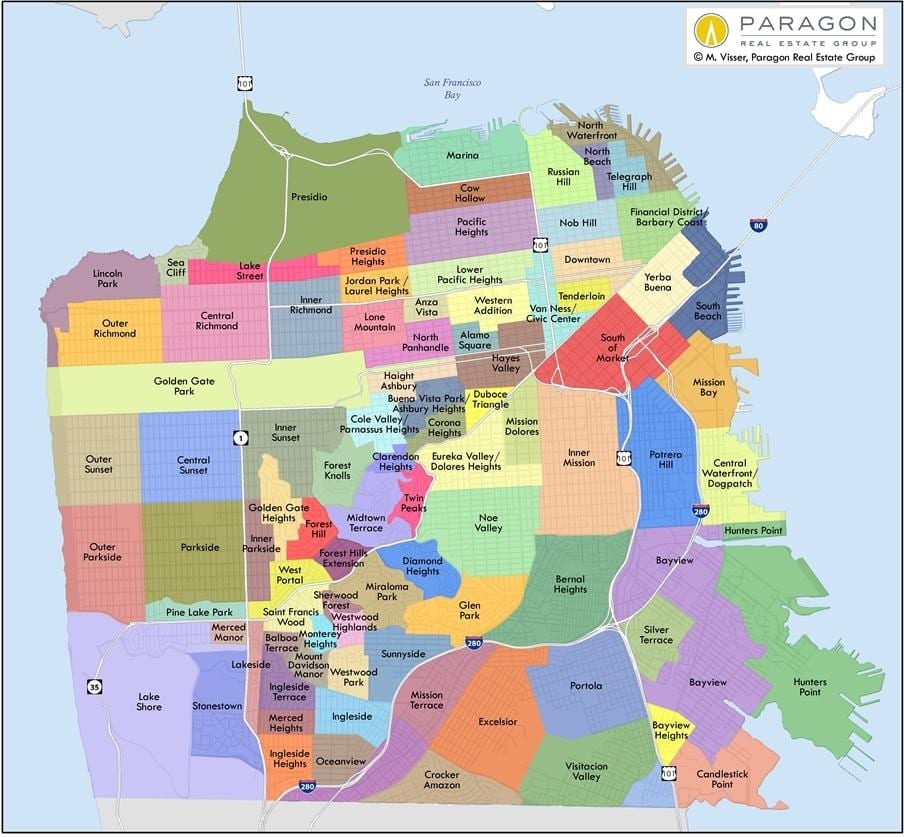 San Francisko bay area " kaimynystėje žemėlapyje