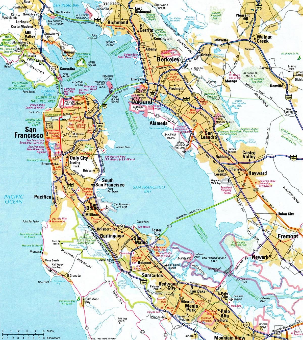 Žemėlapis bay area freeway 