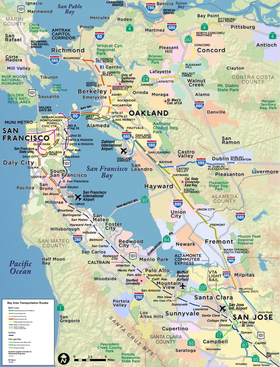 Žemėlapis bay area oro uostai