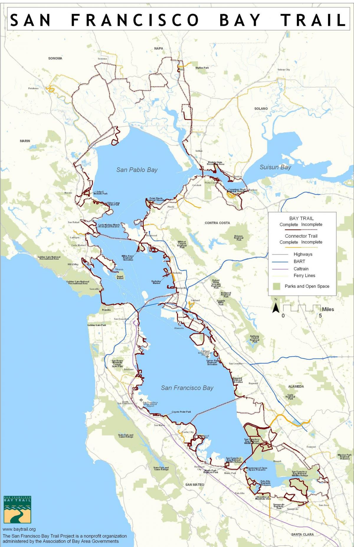 San Francisco bay trail žemėlapyje