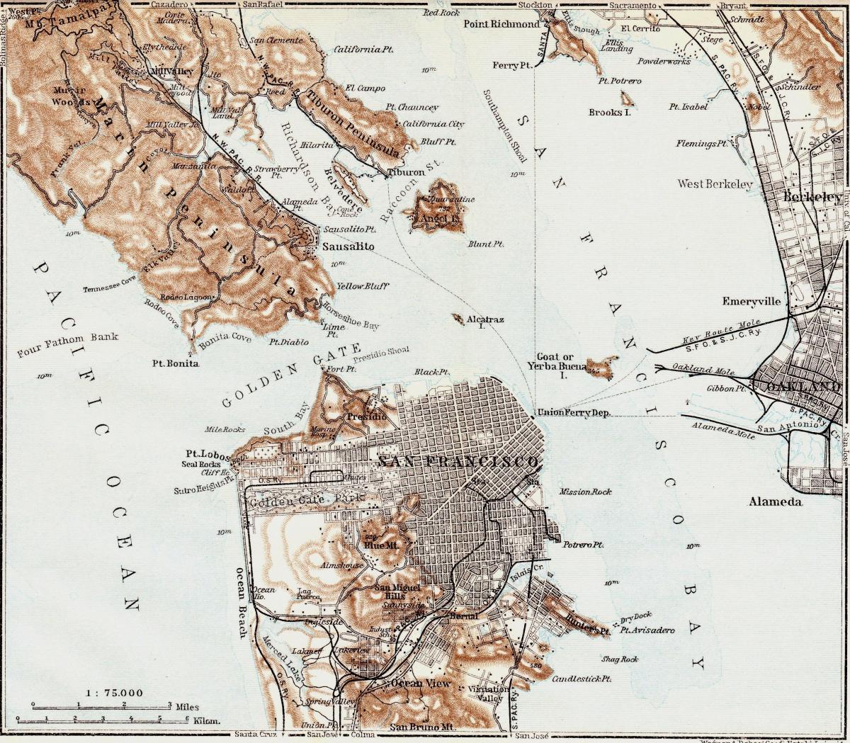 Žemėlapis derliaus San Francisco 