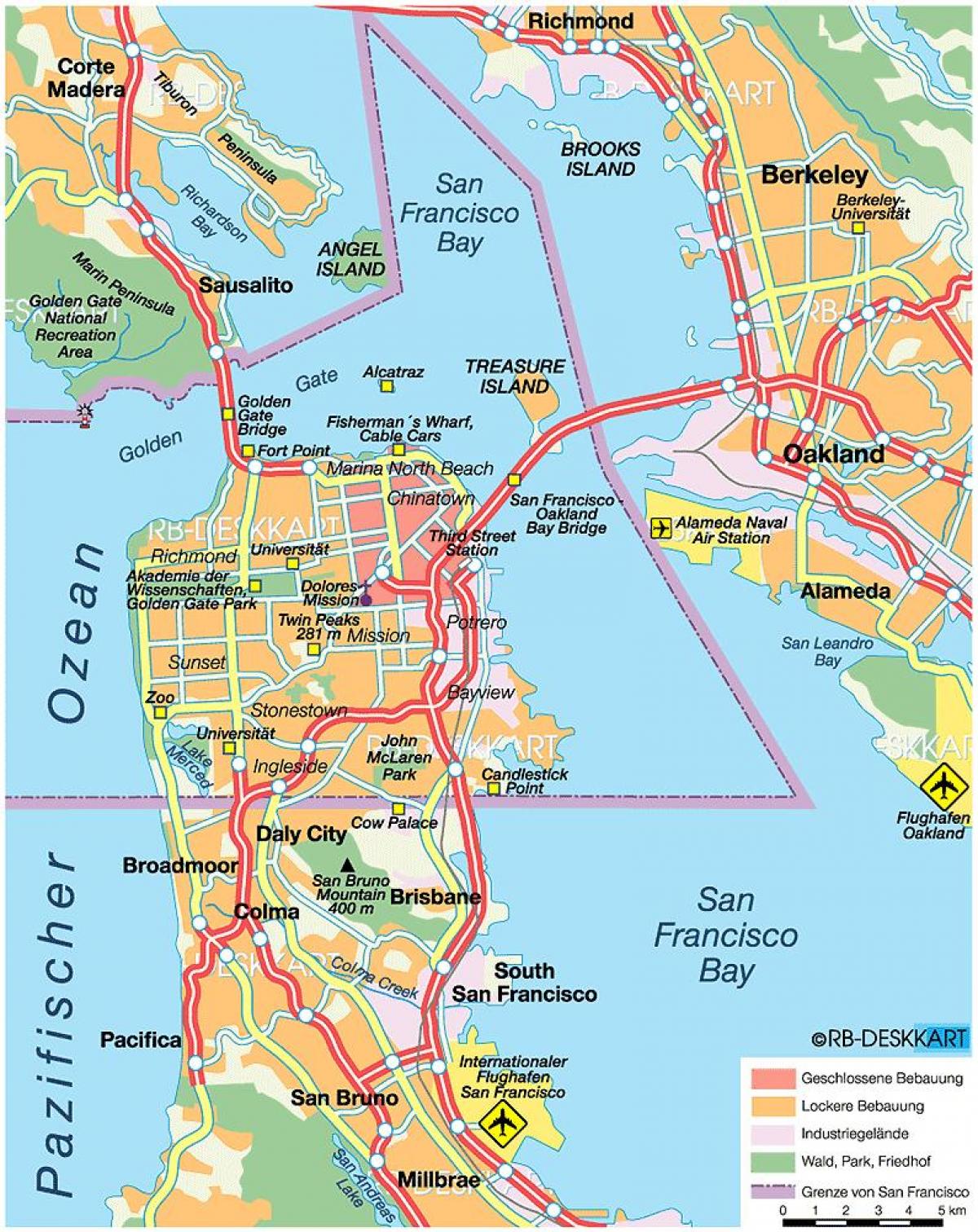 žemėlapis east bay miestų