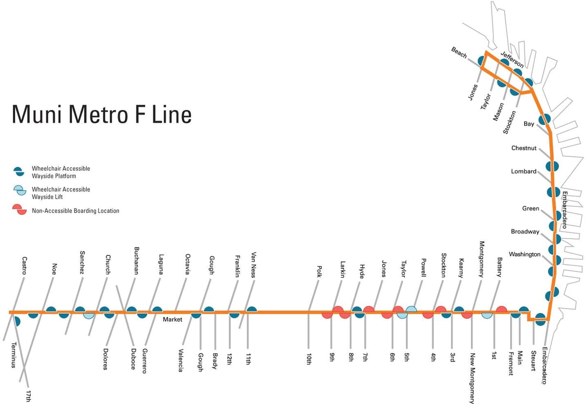 f line žemėlapis San Francisco