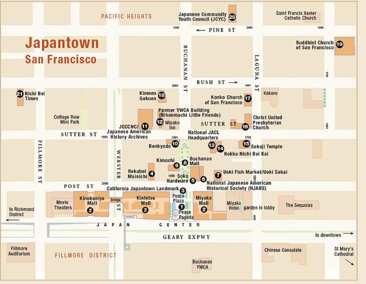 Žemėlapis japantown San Francisco