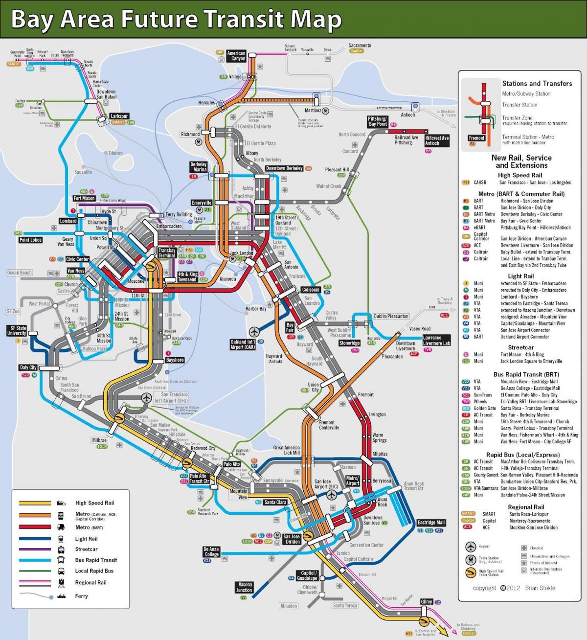 San Francisko masinio tranzito žemėlapyje