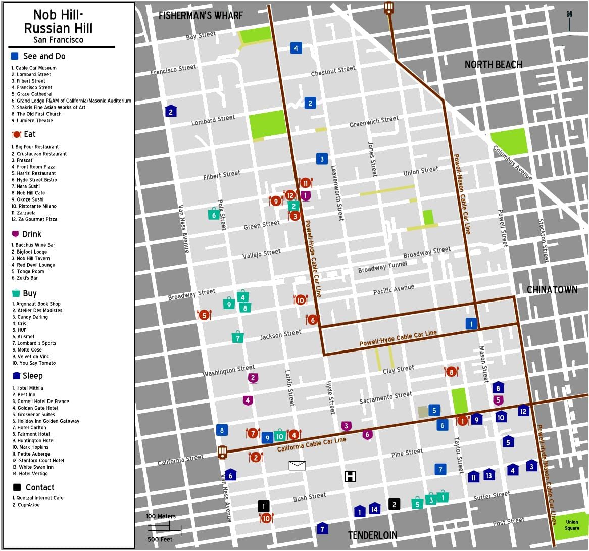 Žemėlapis nob hill San Francisco