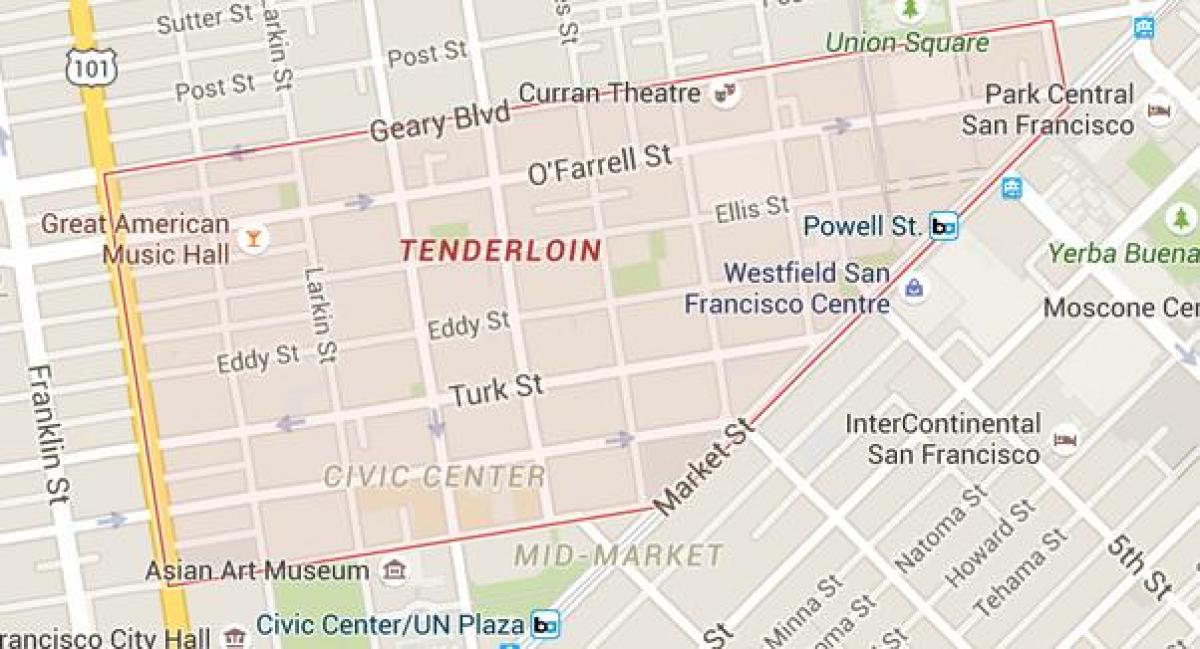 į nugarinę San Francisko žemėlapyje