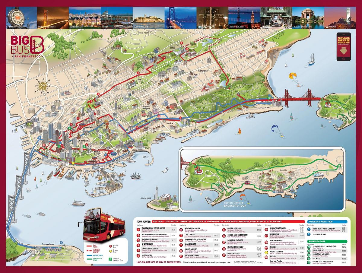 Žemėlapis raudona miesto San Francisco 