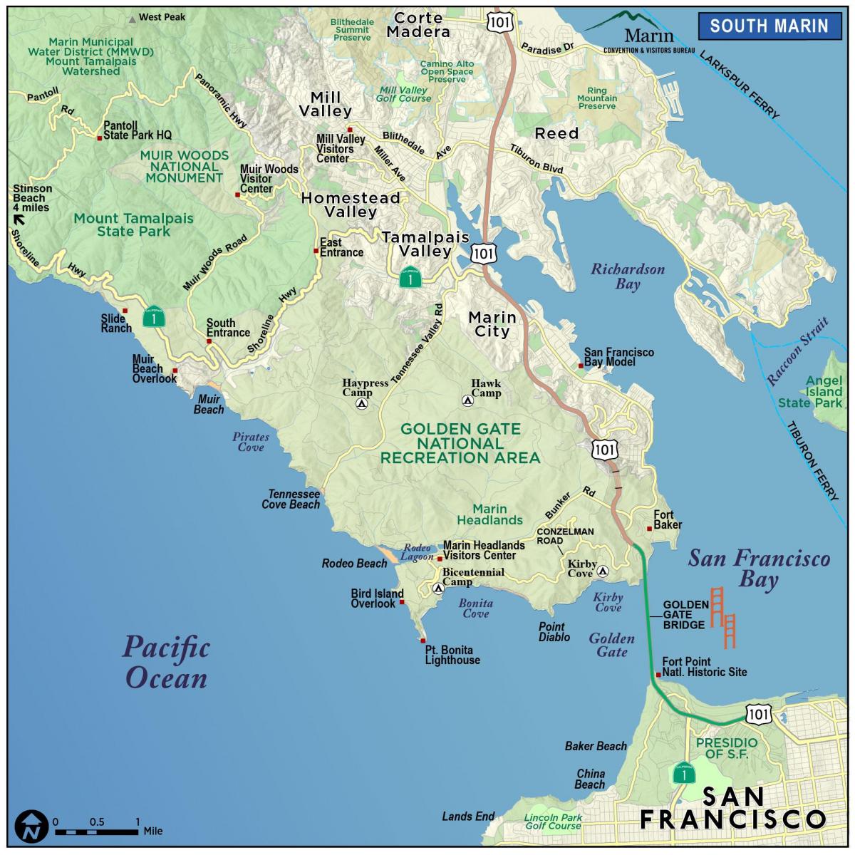 Žemėlapis redwood forest San Francisco