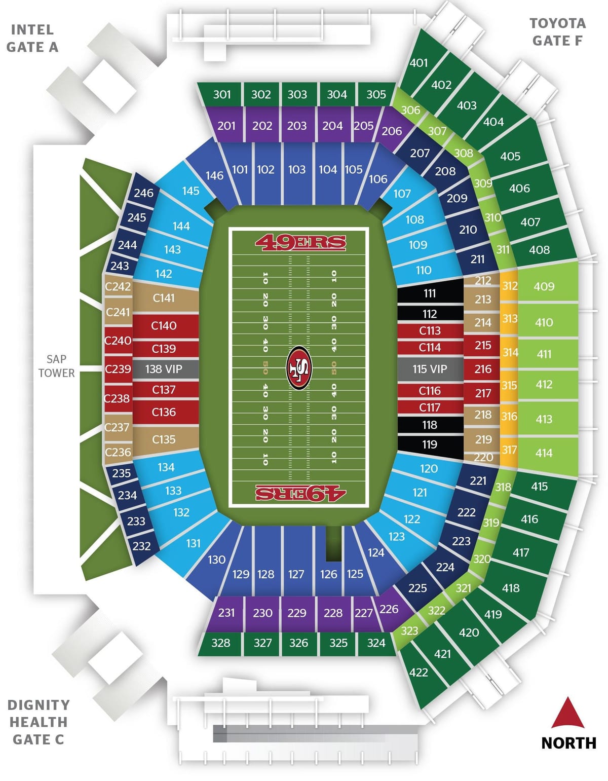 Žemėlapis San Francisco 49ers stadionas
