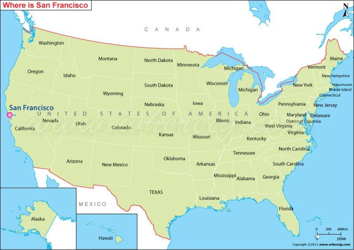 žemėlapis San Franciskas, kalifornija, jav