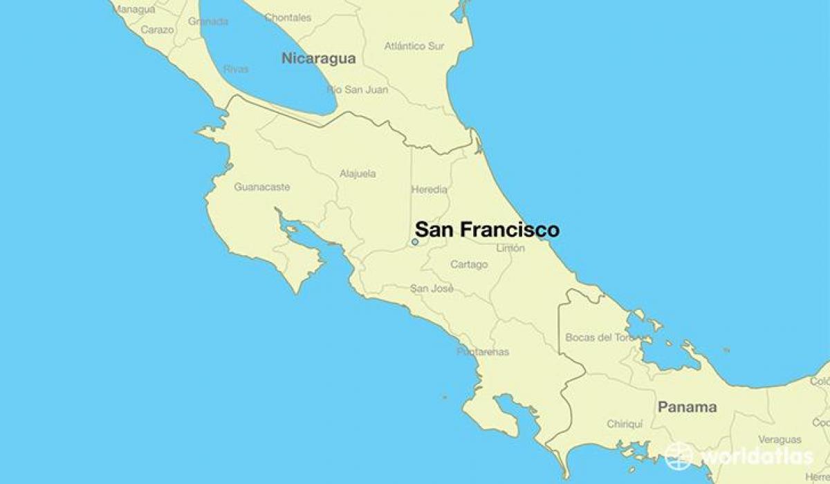 Žemėlapis San Franciske pasaulio