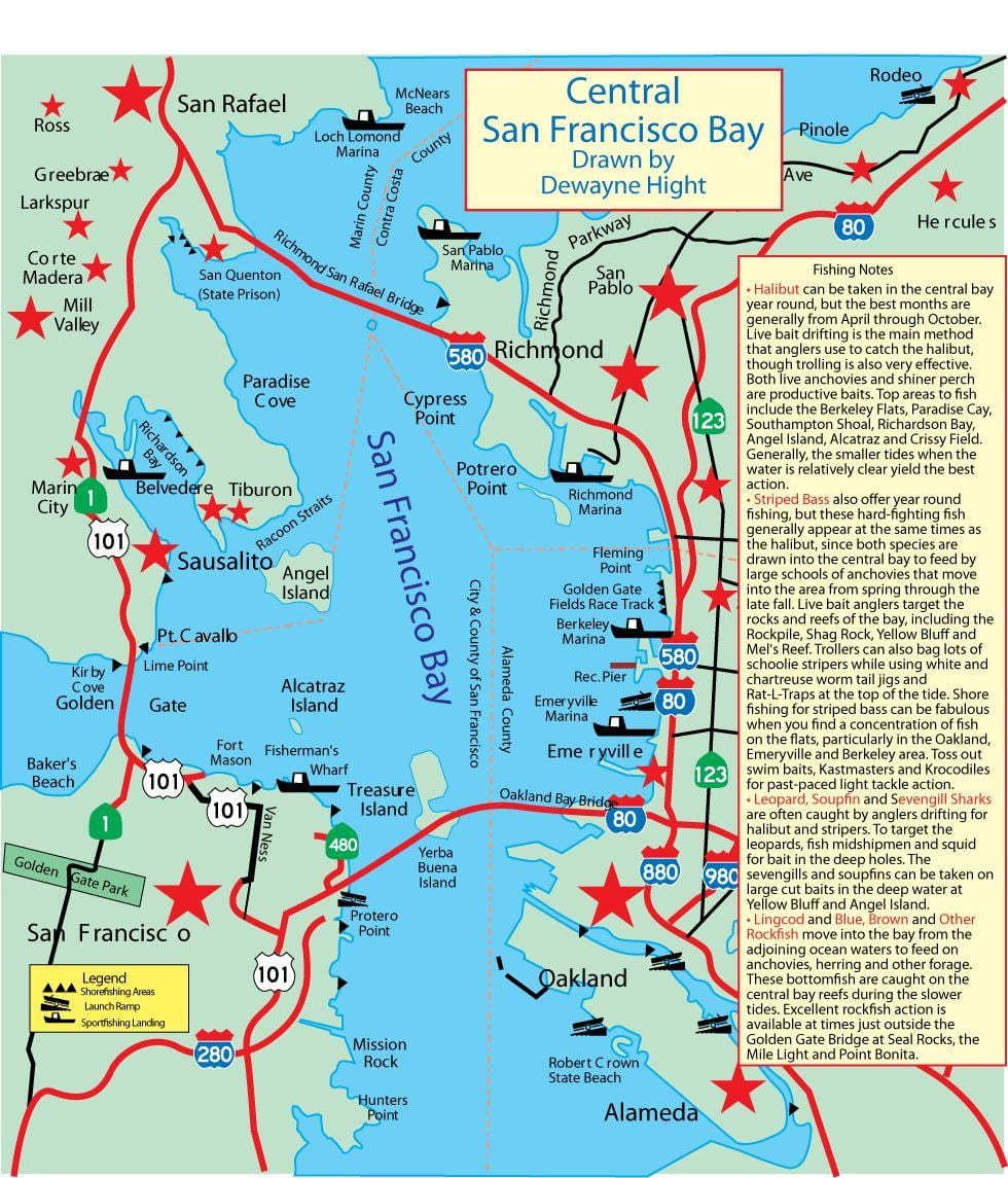 Žemėlapis San Francisco bay žvejybos