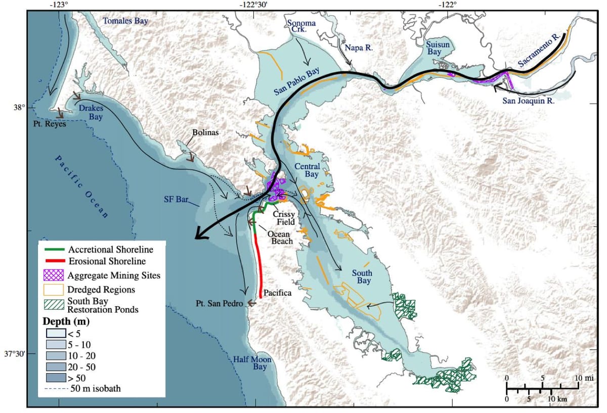 Žemėlapis San Francisko įlankos gylis
