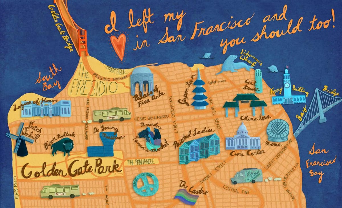 Žemėlapis San Francisko iliustracijos