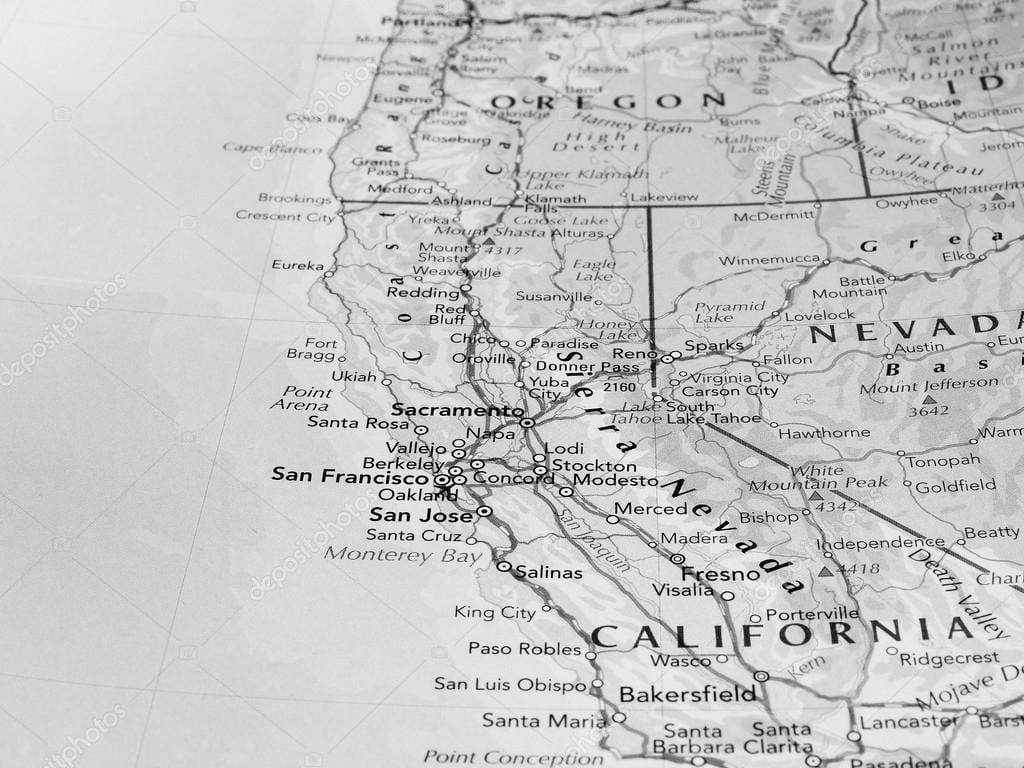juoda ir balta žemėlapis San Francisco