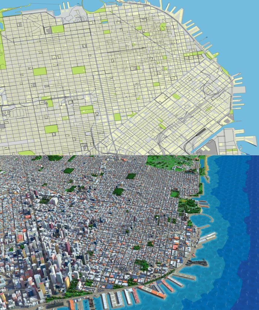 Žemėlapis ofSan Francisko 3d 