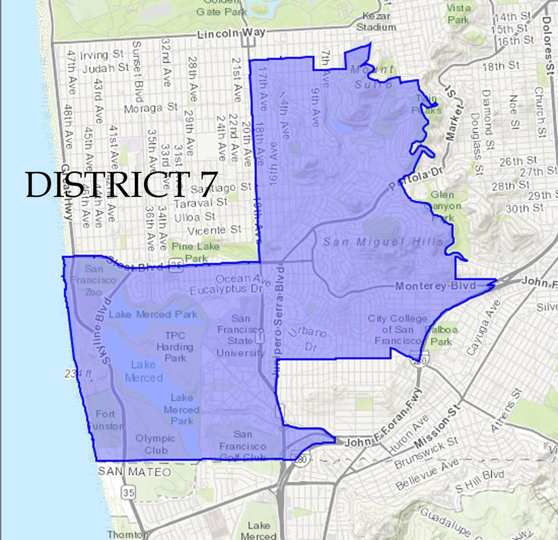Žemėlapis San Francisko apylinkės 7 