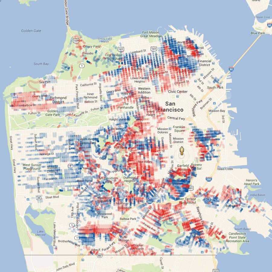 Žemėlapis San Francisko aukštis