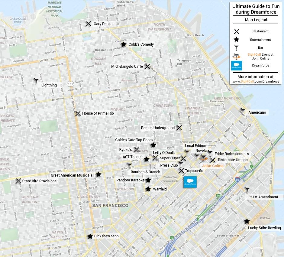 Žemėlapis San Francisko bare