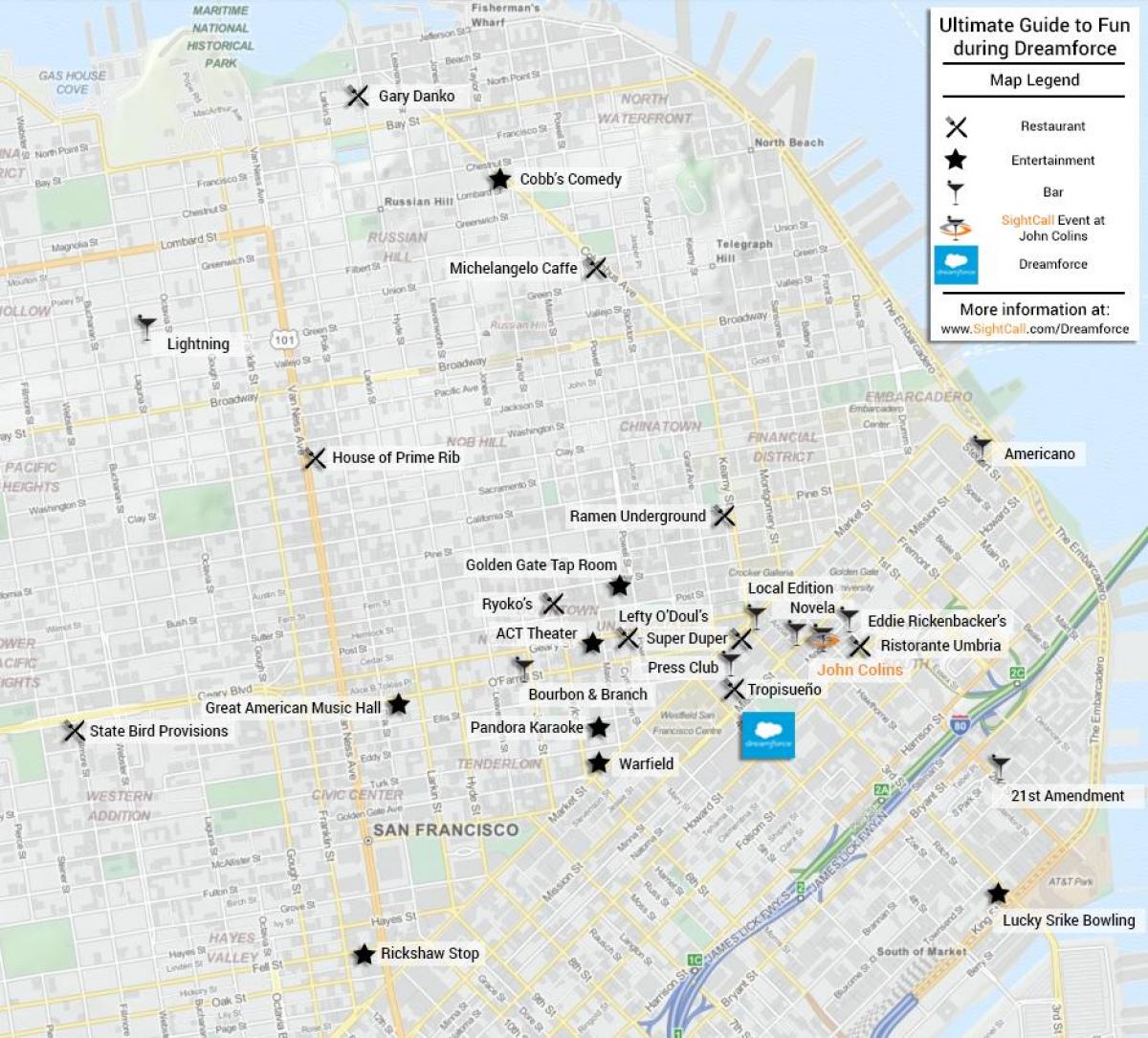 Žemėlapis San Francisko bare