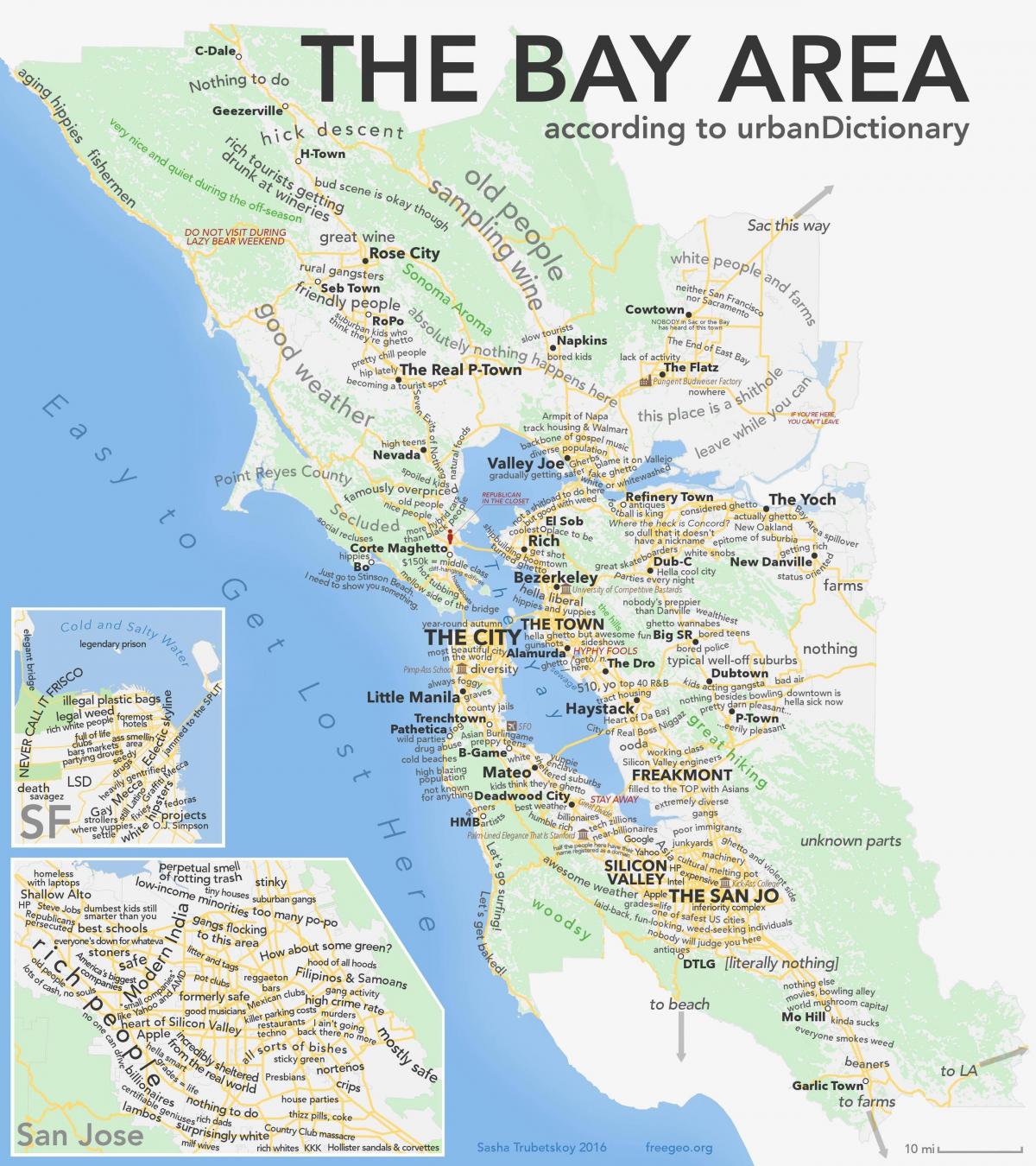 San Francisko bay area žemėlapis kalifornijos