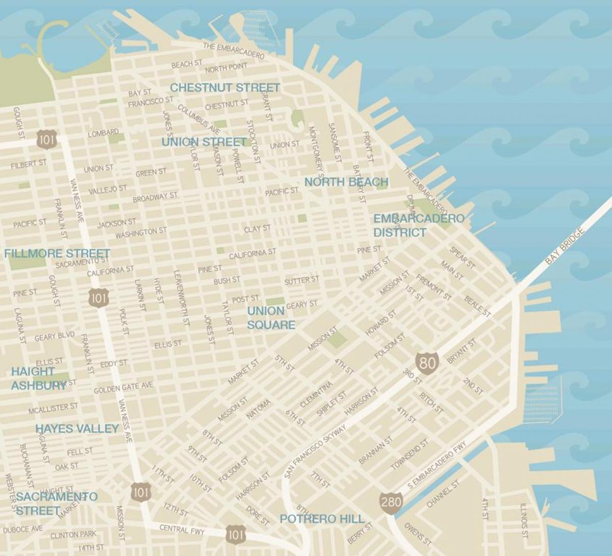 Žemėlapis San Francisko rajono drabužis