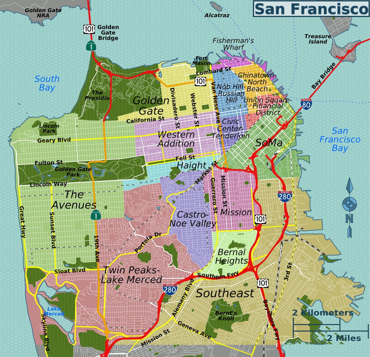 žemėlapis San Franciskas, kalifornija