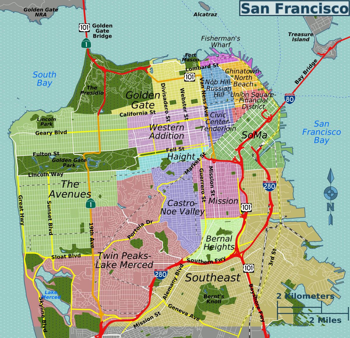 žemėlapis San Franciskas, kalifornija