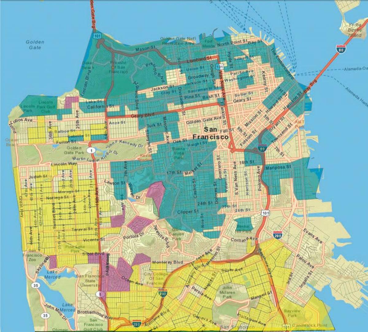 Žemėlapis San Francisko gis