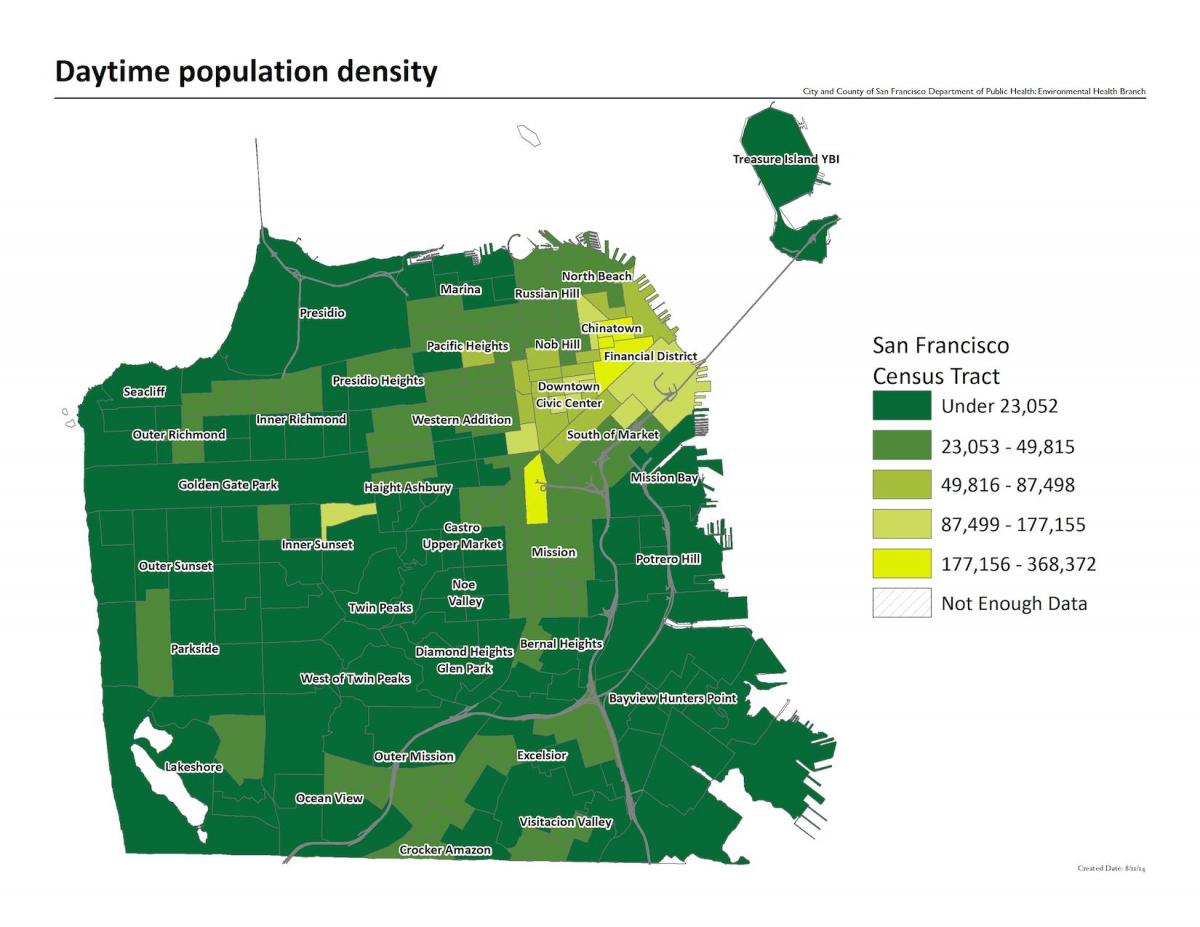 Žemėlapis San Francisko gyventojų tankis