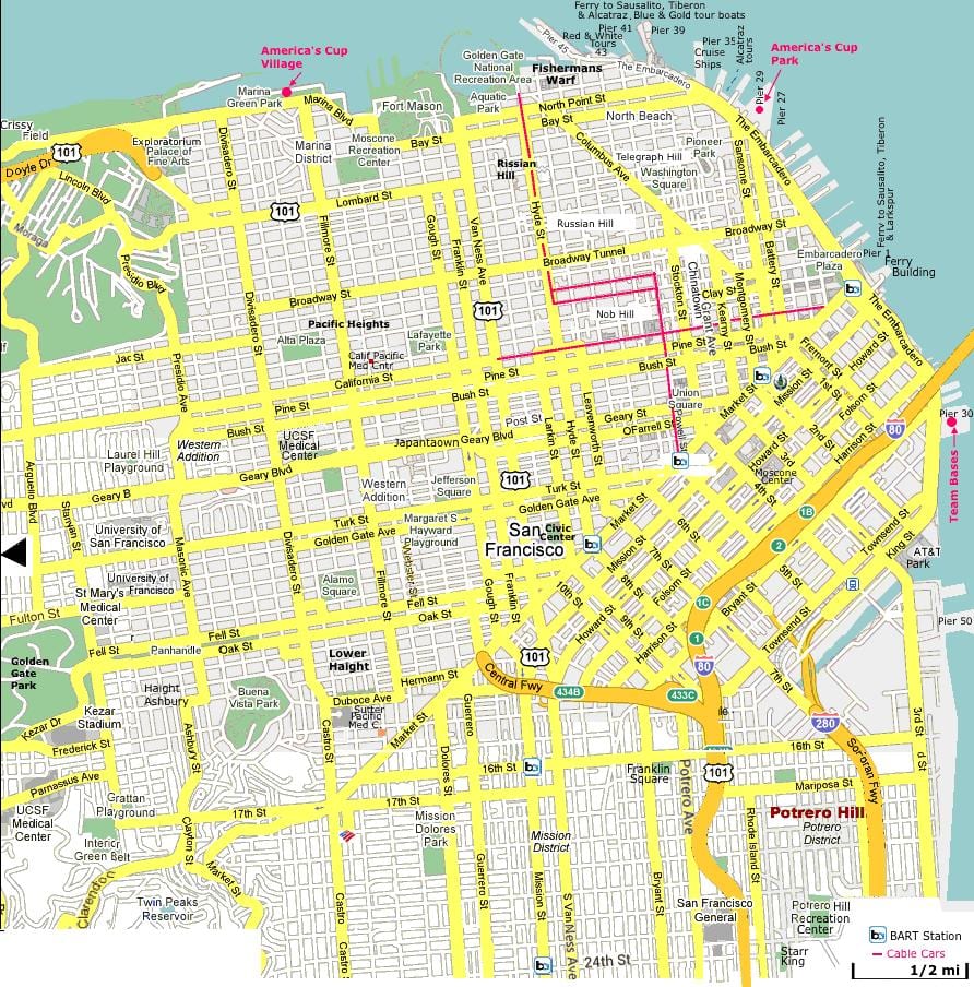 San Francisko lankytinos vietos žemėlapyje