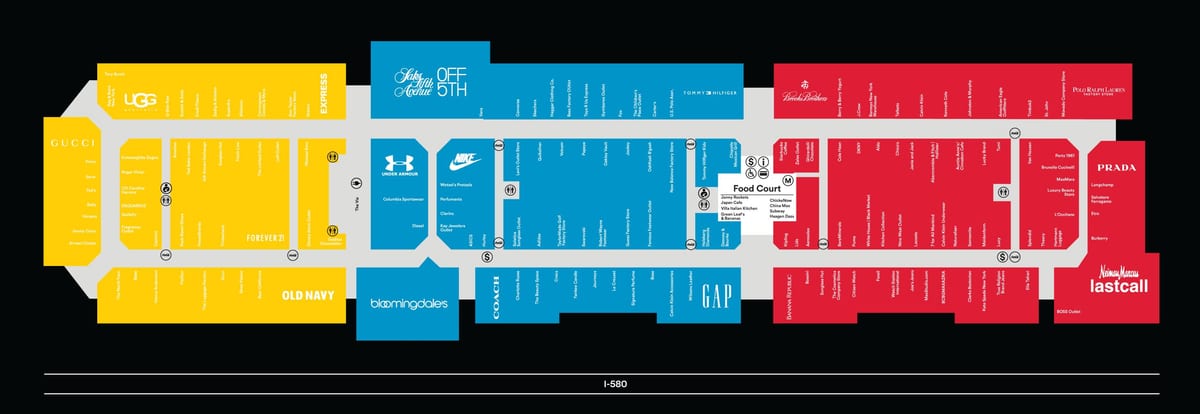 San Francisko outlet mall žemėlapyje