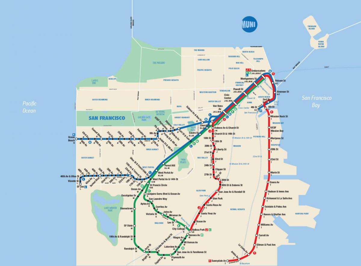 Žemėlapis San Francisko muni app